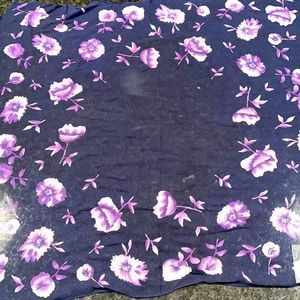 Vintage Silk scarf in navy with purple floral